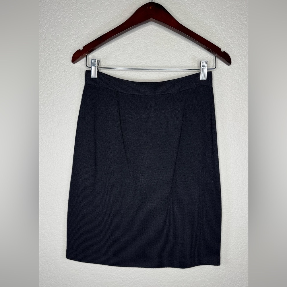 St John Basics‎ Knit Skirt Size 6 Black Ponte Pull‑On Minimalist